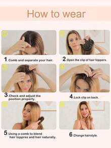 12 英寸黑色发饰 女士长层发饰 合成假发 带刘海的假发 适合稀疏头发的女性 带亮点的纤维假发 女士发夹式刘海假发 适合女孩节日发型 - 彩色 - 查看 12