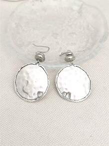 1 paire de boucles d'oreilles pendantes simples et vintage à design martelé rond, cadeau de bijoux convenant pour le port casual quotidien des femmes