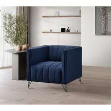 Home Design Kurtis Square Arm Chair, Loveseat, Sofa - Blue - View 4