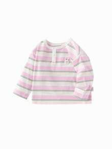 Balabala بلوزة بناتية طويلة الأكمام مخططة 2025 جديدة قابلة للتنفس