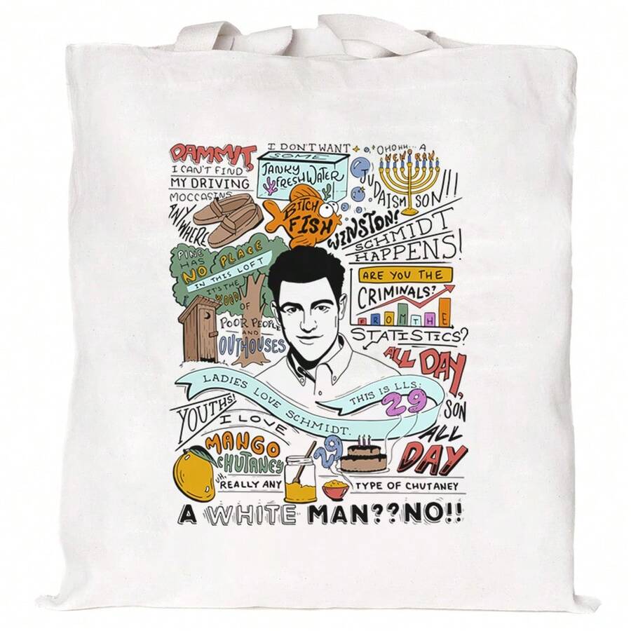 Schmidt Best Quotes (Colorized) Canvas Tote Bag Reusable Gifts For Friends Coworker Shopping Grocery Birthday Gifts - 米色 - 查看 1