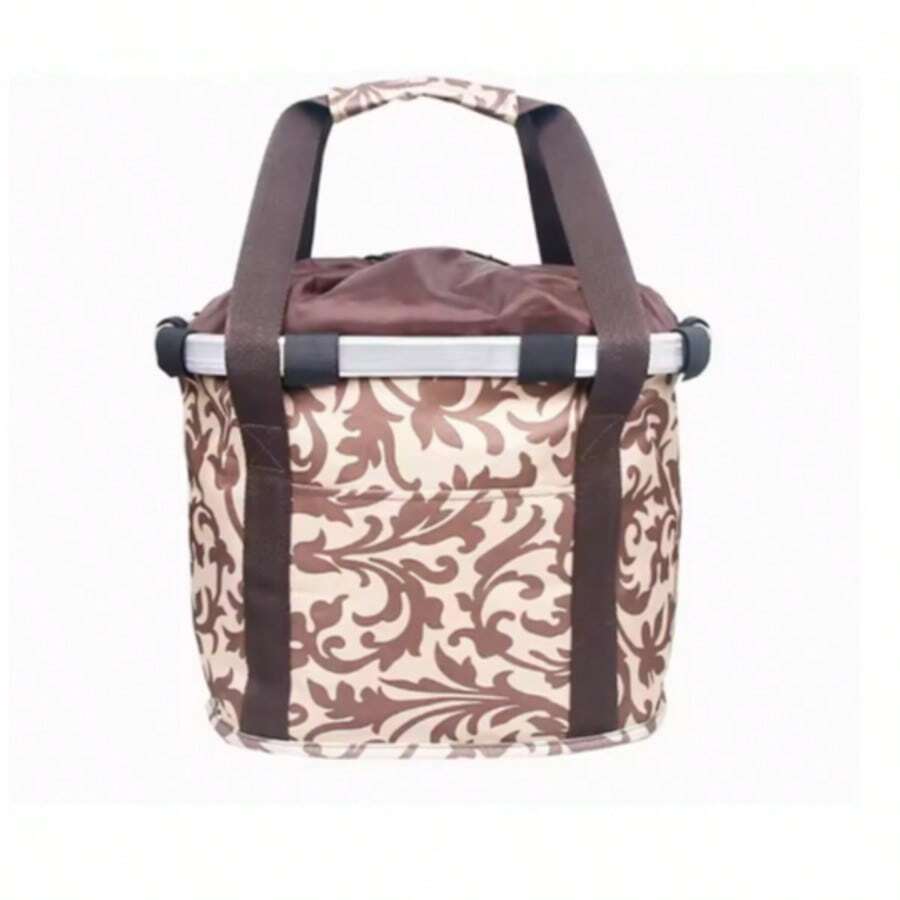Bicycle Front Basket Bike Small Pet Dog Carry Pouch 2in1 Detachable MTB Cycling Handlebar Tube Hanging Fold Baggage Bag 5KG Load - 杏色 - 查看 1