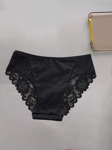 4件套加大码女士内衣 - 花卉蕾丝高端设计，弹力透气中腰内裤，超柔软精致蕾丝，日常穿着舒适（必备套装） - 彩色 - 查看 7