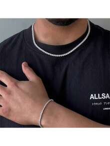 MDFUN 2.5毫米网球手链，18K白金镀层立方氧化锆女士网球手链 - 白色 - 查看 7