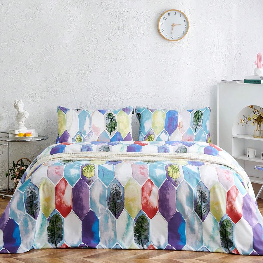 Printed Microfiber Bedding Set With Flat Sheet, Bedspread, And 1/2 Pillowcases, Available In Sizes 90*200 (Single), 135*200 (Double), 150*200 (Queen), And 180*200 (King). Suitable For Bedrooms, Student Residences, And Rented Apartments, It's Ideal For Students, Couples, And Families With Different Sleep Needs. - Màu Toca - Xem 1