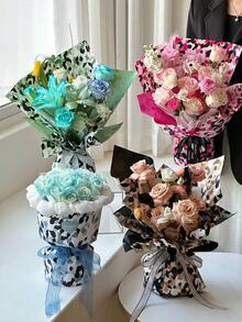 20 Stücke/Packung Reißfestes Blumen-Packpapier mit Leoparden-Muster im europäischen Stil, ideal für Blumenarrangements & Geschenkverpackung