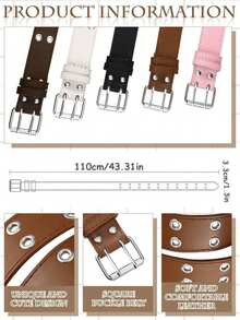 Children & Teenagers' Fashionable Double Buckle Belt, Retro Personalized Accessory, Matching Jeans And Other Outfits, Streetwear Style - Multicolor - View 2