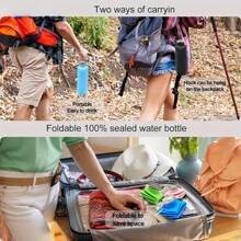 Botella de agua de silicona portátil, bebida deportiva plegable a prueba de fugas con asa, taza reutilizable lavable, equipo de camping ligero para campamento de verano al aire libre, acampada, senderismo, accesorios de viaje, utensilios de camping #6