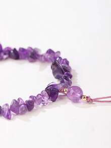 VE 1pc Purple Crystal Accent Mobile Phone Lanyard, Delicate Short Wrist Strap, Fits For Camera/Phone Charms, Random Natural Gemstone Color - Widgets - View 3