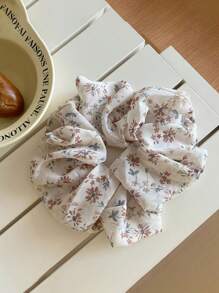 1 Stück neue Chiffon Blumen Stoff geraffter Scrunchie, französischer Stil Haargummi, Haaraccessoire geeignet für den täglichen Gebrauch und als Geschenk, Haargummis, Haargummis, Haarseile, Scrunchies