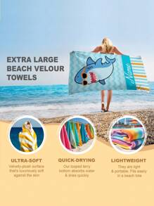 1 Stück personalisiertes Strand-Handtuch mit Meeres-Motiv, lustiges cartoon-artiges niedliches Meer-Thema (Seepferdchen/Hai/Oktopus/Qualle), helles und fröhliches Design, großzügige Größe für Komfort, ideal für Strandtage, Pool-Partys, einzigartiges Geschenk um deinen Sommer zu personalisieren