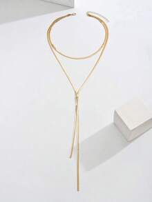 1pc European And American Style Fashion Snake Chain Y-Shaped Long Necklace, Simple Design