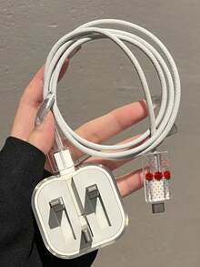 3 件波尔卡圆点和番茄 TPU 充电器保护壳，适用于 13/14/15/16 英国标准 18W/20W 充电器 Nan 数据线保护器 充电器配件 手机配件 - 彩色 - 查看 2