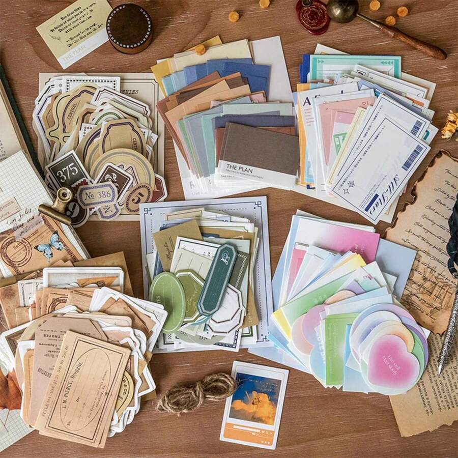 Pieces Vintage Notes Collection Series Memo Pad Decorative Stationery Scrapbooking Diary Album Label Retro Material Paper Card