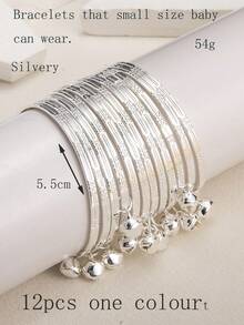 12pcs Girls & Teens Jingle Bell Bracelets, Suitable For Daily Wear - one-size - View 7