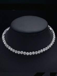1 Peça Colar Gargantilha Elegante de Mulher com Strass