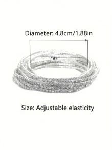 Set de 10 piezas/paquete Pulseras con Piedras Rhinestone, Pulseras elásticas clásicas de cristal multicolor, Joyas para Mujer