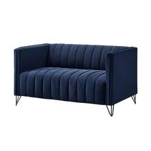 Home Design Kurtis Square Arm Chair, Loveseat, Sofa - Blue - View 10