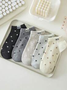 5/8/10 pares de nuevos calcetines de tobillo para mujer con estilo fresco y puntos, transpirables