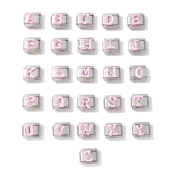 1/5/10/20/30/50pcs Random Mixed Letters Stainless Steel Detachable Modular Spring DIY Jewelry Components For Casual Bracelets For Men And Women