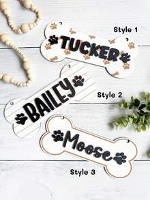 1pc Custom Kennel Name Plaque,Wooden Dog Name Sign,Personalized Crate Sign,Crate Sign With Paws,Dog Name Plate,Kennel Sign,Gift For Dog Lover, Personalized Dog Gift, Personalized Pet Gift(Without Hooks),Christmas Gift Supplies - Multicolor - View 6