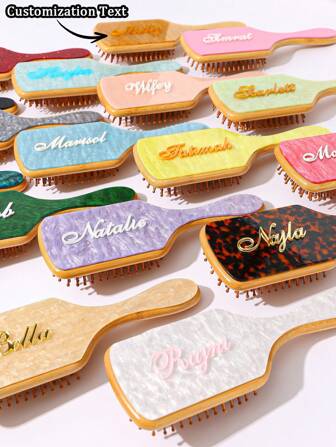 1pc Personalized Fashionable Acrylic Glitter Marble Name Customized Hair Comb, Unique Bridal Party Bridesmaid Gift, Custom Bridesmaid Hair Accessory, Gift For Her/Mom, Multi-Functional, Ornamental, Letter, Solid Color, Vintage, Modern, Colorful, Leisure, Basics, Casual, Soft, Unique, Customized, Personalized, Custom, Ideal Gifts For Her, Girlfriend, Her, Boyfriend, Friends Christmas Beauty Accessories