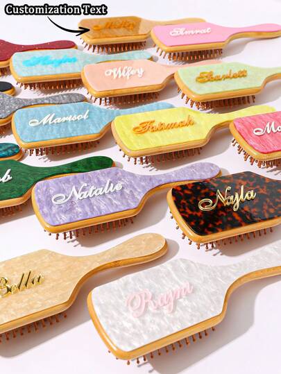 1pc Personalized Women's Fashion Acrylic Glitter Marble Texture Name Customized Hair Comb, Unique Bride Party Bridesmaid Gift Customized Bridesmaid Hair Accessory Christmas Beauty Accessories