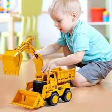 Mainan Truk Ekskavator Geser Inersia Warna Kuning dengan Bak Pengangkut Miring, Model Kendaraan Teknik Terbuat dari Bahan ABS, Tanpa Baterai, Cocok untuk Anak Laki-laki dan Perempuan, Hadiah Ulang Tahun yang Luar Biasa - MultiWarna - View 2