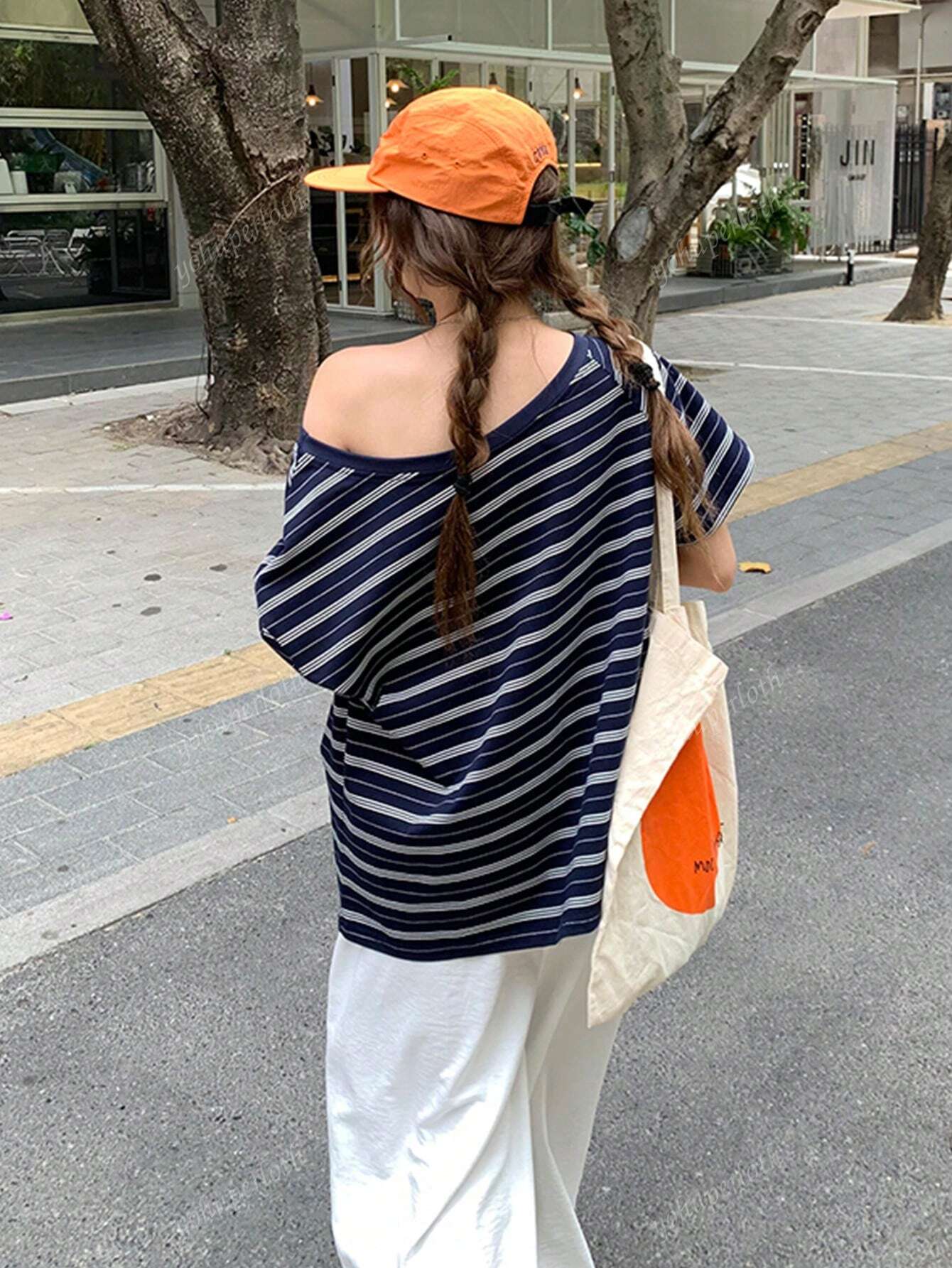 F14 STYLE Retro Stripe Asymmetric Tee image