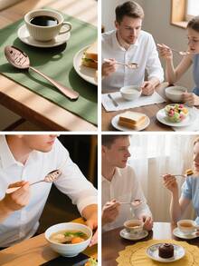 1 件雕刻金色不锈钢勺子，激光雕刻勺子 - 适合男士、女士和青少年的完美礼物，适合生日、圣诞节、婚礼、派对、感恩节、新奇周年纪念日、厨房用具、下午茶勺、巧克力酱勺、甜点勺、咖啡勺、金色餐具