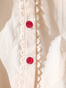 少女草莓刺绣翻领长袖薄款衬衫，秋季