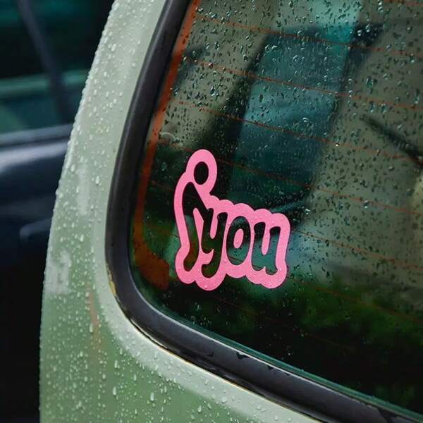4pcs (4 Colors At Random)PVC 12x9.3cm Car Sticker - Funny Auto Decal For Window/Body Scratch Cover, Humorous Decoration For Cars & Electric Vehicles (Front/Rear Windshield, Body)