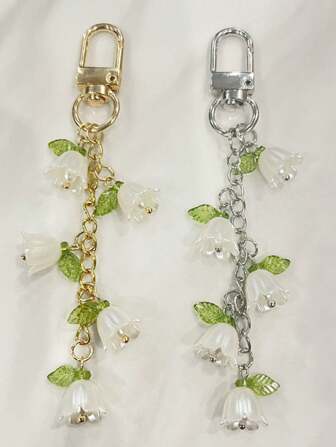 Orchid Faux Pearl Keychain With Tassel, Key Chain Ring, Backpack Charm, Car Key Pendant, Earphone Case Accessories, Gift For Women. Cute Pearl Chain Orchid Keychain, Creative Tassel Style Keychain, Backpack Charm, Bag Decoration, Birthday/Party Gift Backpack For School Car Accessories Goth Y2k