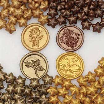 200 颗/袋星形封蜡珠，用于印章、卡片信封手工装饰、火漆封蜡、DIY 工艺、礼品包装、信封封口、派对邀请函、返校、学校用品