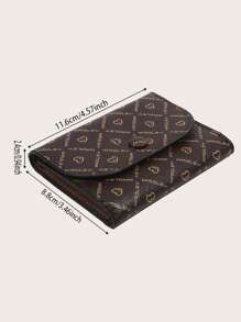 1PC Classic Heart Pattern Women's Short Clutch Wallet, Coin Purse, Zipper Pockets, Button Closure, PU Leather Retro Credit Card Case Bag For Daily Use, Travel, Women's Fashion Accessories