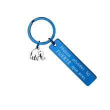 1 pieza Llavero de acero inoxidable con elefante de energía positiva inspiradora para hombres, decoración de coche, mochila, accesorio de Halloween, dije de bolso, accesorio escolar, gótico lindo Y2k
