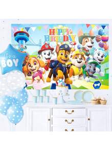 Paw Patrol Authorized 1pc PAW Patrol Birthday Party Cake Table Supplies Decorations Background Cloth Banner Perfect Decoration For Birthday Party Room Wall Background Cloth Photo Booths Studio Props 82.7*59.1/59.1*39.4/39.4*29.5 Inch