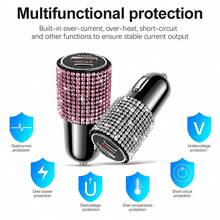 1pc 2-Port/4-Port/6-Port/8-Port Car Charger, Diamond Bling Bling 3-In-1 Charging Cable, Fast Charging, Type C, USB, Car Adapter, USB A To Type C, Type C To Type C Compatible With Phones, Dashcam, GPS, Men/Women Holiday/Birthday Gift