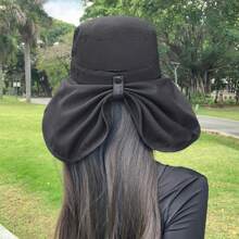 Sombrero de cubo con ala ancha de moda coreana para protección solar de verano al aire libre con orificio para la coleta