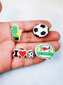 Set de 8 piezas de dijes y accesorios con tema de fútbol de dibujos animados para sandalias y pulseras, regalos DIY para decorar chanclas y teléfonos para fans del fútbol, adecuado para cumpleaños y festividades