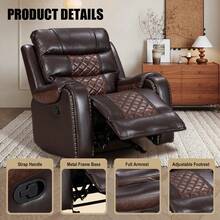 Sillón reclinable mecedor Air, sofá individual con costuras de diamante - Marrón - Ver 5