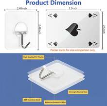 Adhesive Wall Hooks For Hanging Heavy Duty Towel Coat Hooks Waterproof Transparent Hook For Bathroom Shower Kitchen Keys Door Outdoor Home Improvement Utility Hook 8 Pack - 墨綠色 - 查看 2