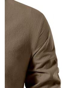 Men's Pure Cotton Retro Lace Up Shirts For Renaissance Pirate Viking Medieval - Coffee - View 5
