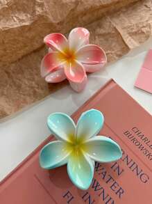 3 piezas Pinzas para el cabello de mujer de 8 cm/3.15 pulgadas con diseño floral de color degradado, accesorios de cabello elegantes y minimalistas de unicolor, adecuados para uso diario, fiesta, casual, ir al trabajo, playa, lavado de cabello, maquillaje, combinación de atuendos