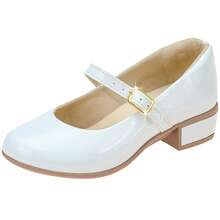 My ToT Women's Formal Party Work Patent Leather Low Square Heel Elegant Sexy Cute Buckle Women's Shoes Low Heel Office Party Autumn, Winter, Spring And Summer - 白色 - 查看 1