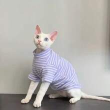 无毛猫三色爪印长袖休闲轻便内衬衣服，适合斯芬克斯猫、德文卷毛猫 - 綠色 - 查看 6
