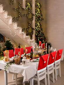 1/2/4/6/10/20pcs/Set Christmas Chair Covers, 23.6*20 Inch Removable Washable Dining Chair Slipcovers, Suitable For Christmas Restaurant, Kitchen, Living Room Home Decor, Christmas Decorations, Christmas Hats, Christmas Gifts, Christmas Accessories, Christmas Decor, Room Decor, Home Decor, Christmas Decorations - Multicolor - View 2