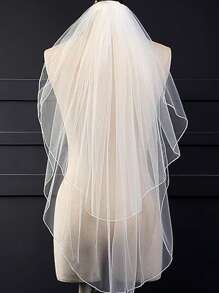 Brautschleier Einfarbig, eleganter zweilagiger Tüllschleier für Hochzeiten, Geburtstagsfeiern, Zusammenkünfte, Frühling/Sommer/Herbst/Winter
