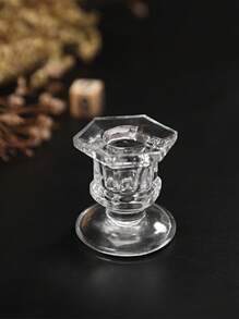1Pc/1Set Glass Candle Holders, Hexagonal Candle Holders, Natural Crystal Design Candlestick Holders, Suitable For Home Tabletop Decoration, Candle Centerpieces, Wedding Decorations, Romantic Valentine's Day Dinner Candle Bases, Birthday Parties, Festivals,Outdoor Courtyard Decoration, Office Desktop Decoration, Aromatherapy Candle Cups, Candlelight Dinner, Room Atmosphere, Suitable For Weddings