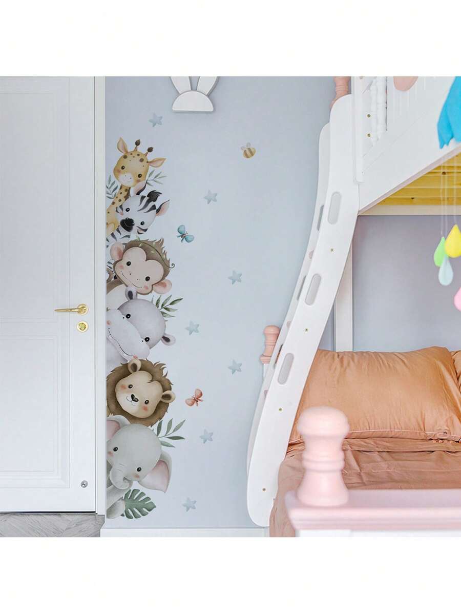 Cartoon Animal And Dinosaur Wall Stickers - Kids Room Decor Removable Wall Decals For Nursery, Kids Bedroom Home Decoraiton - Multicolor - View 1